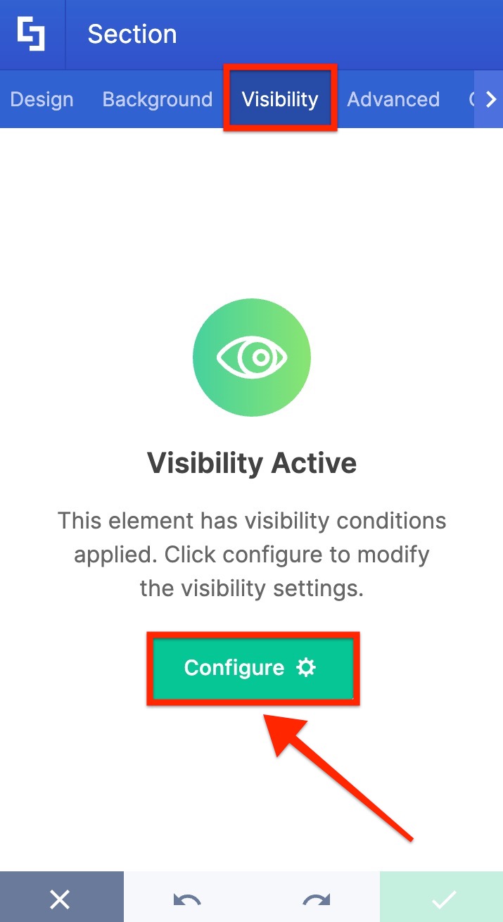 active visibility settings