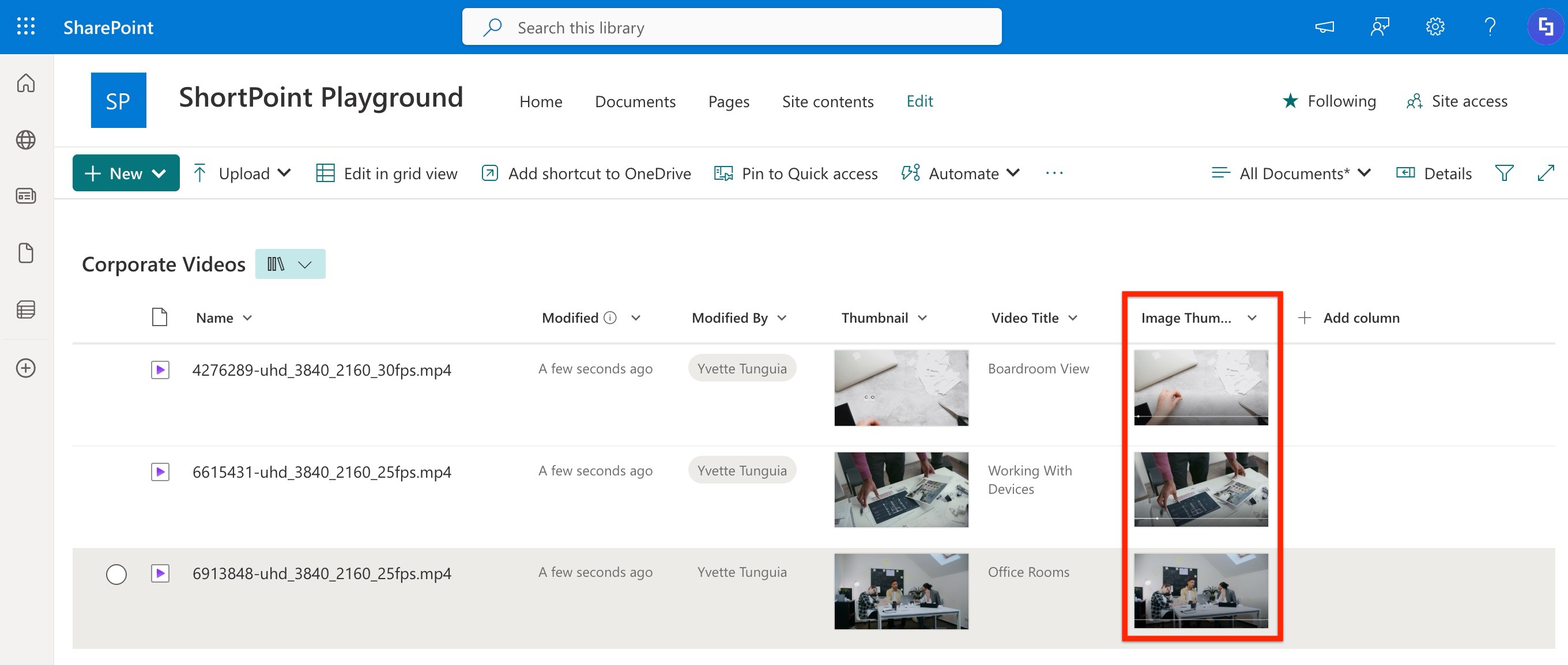 Create an image type column and upload images