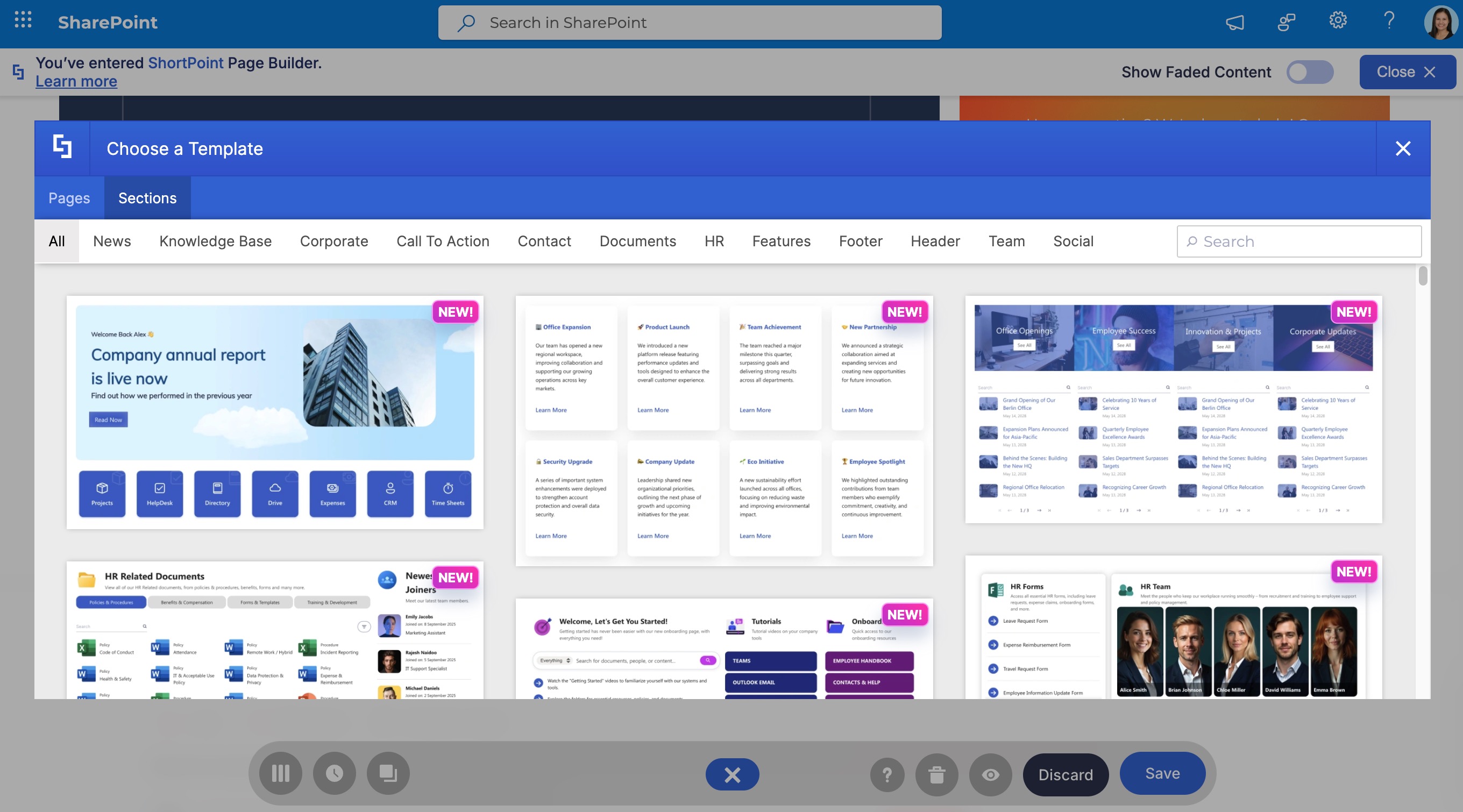 ShortPoint section templates
