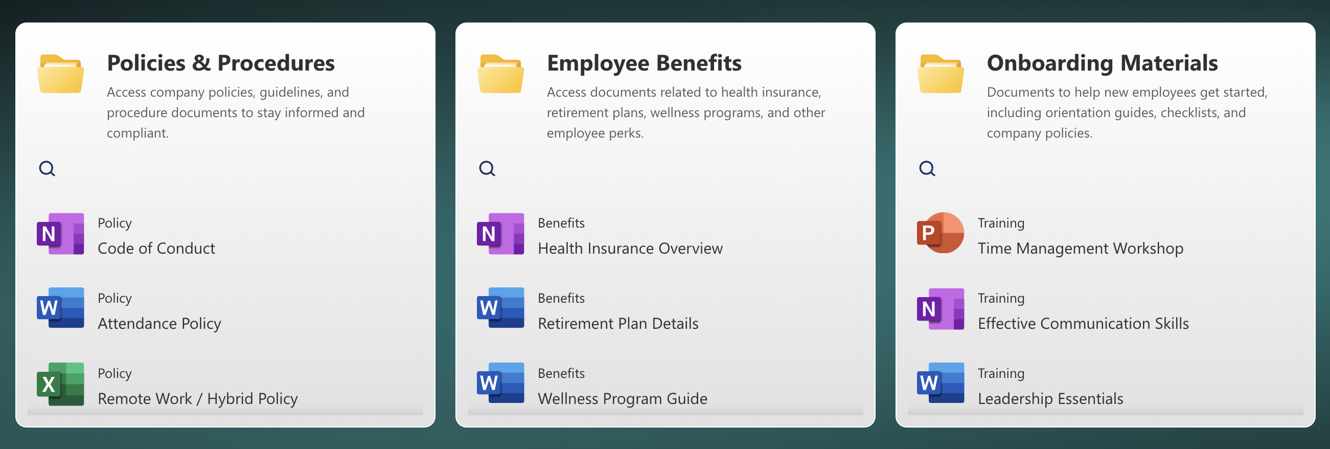 sample document library showcase