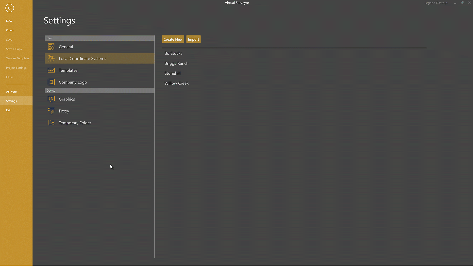 Point mapping a projected system.