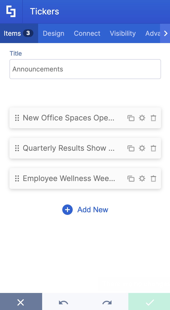 update required fields for static content