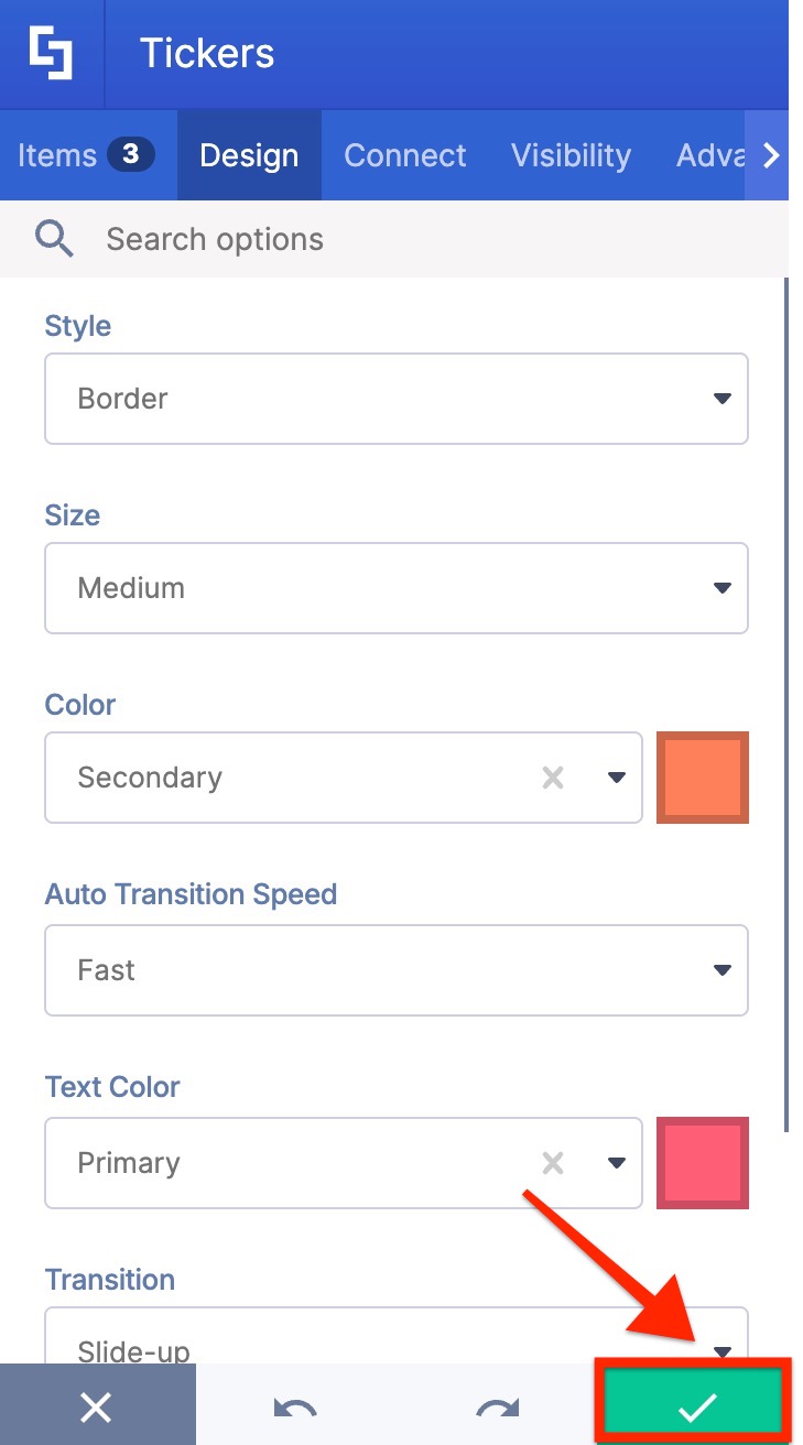 apply changes by clicking the green checkmark