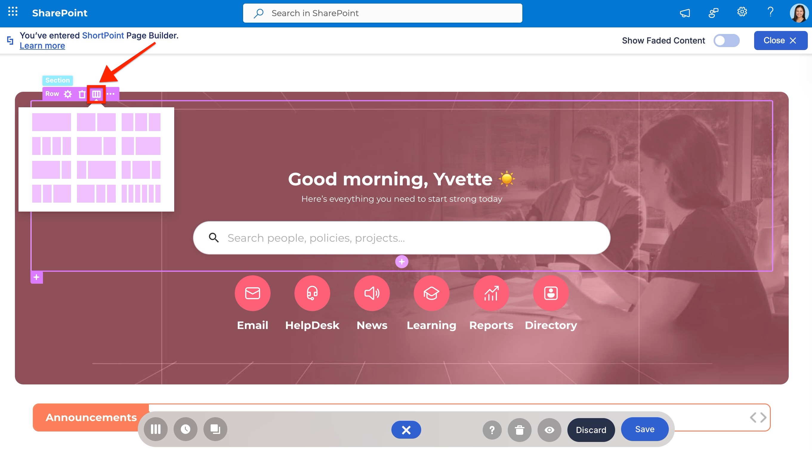 layout options button