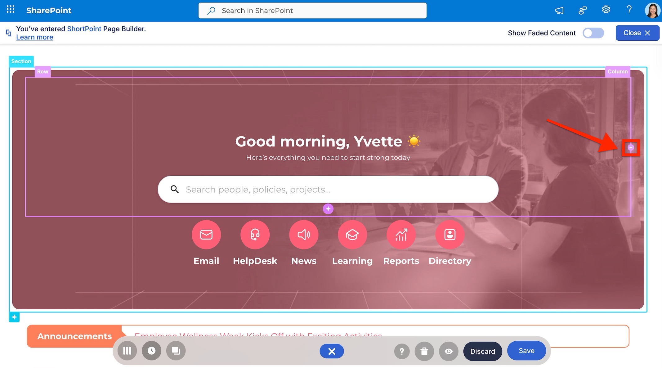 add column plus button