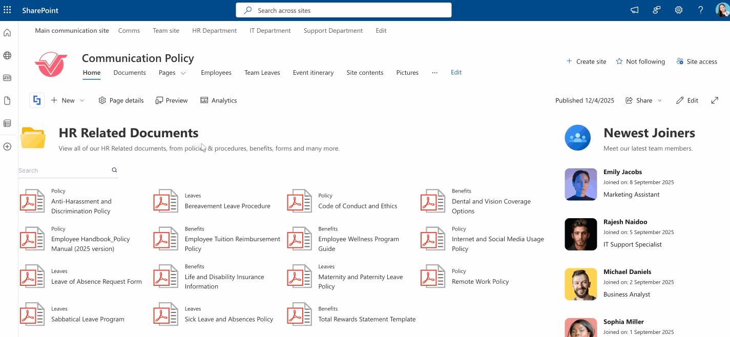 sample SharePoint Site URL connection