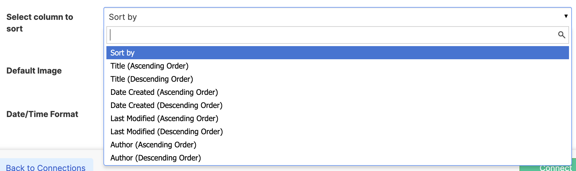 Select Column to sort