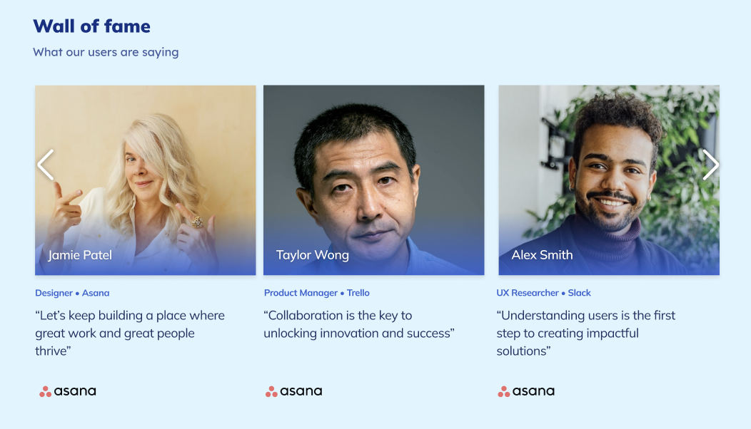 sample testimonials design element