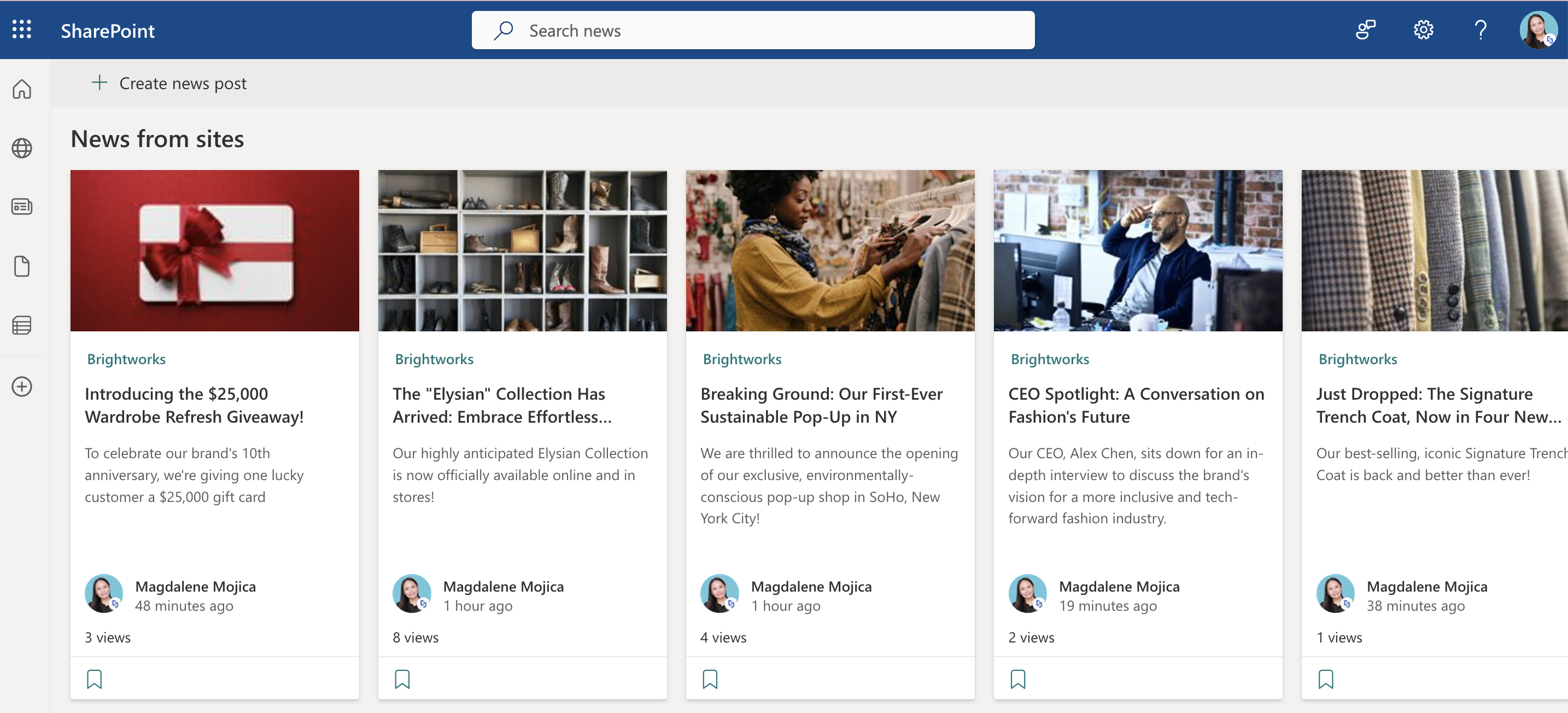 sample SharePoint news