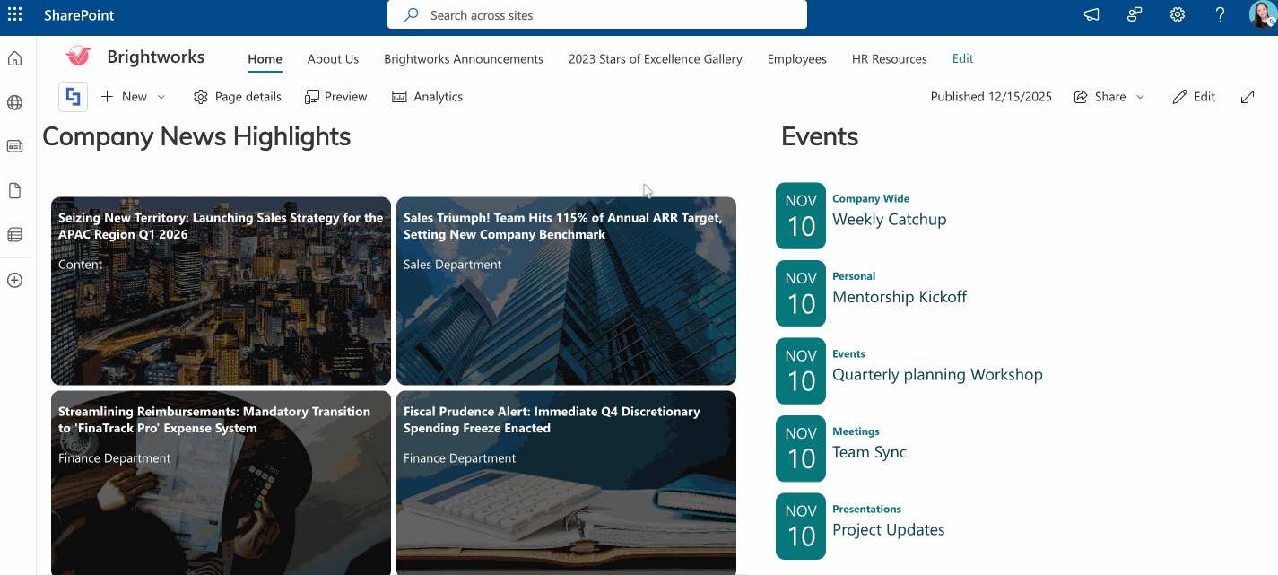 sample Hub News connection