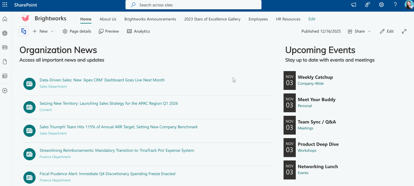 sample Org News connection