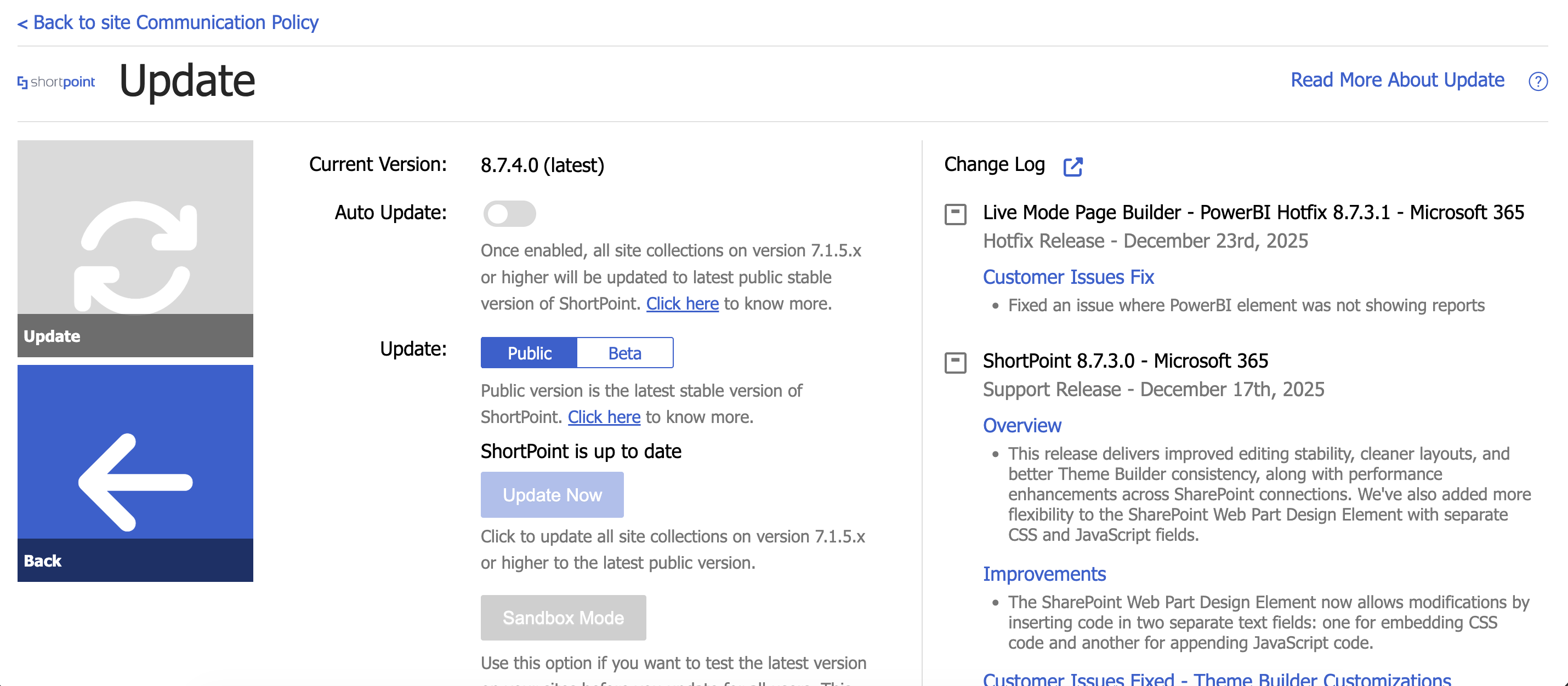 new update experience