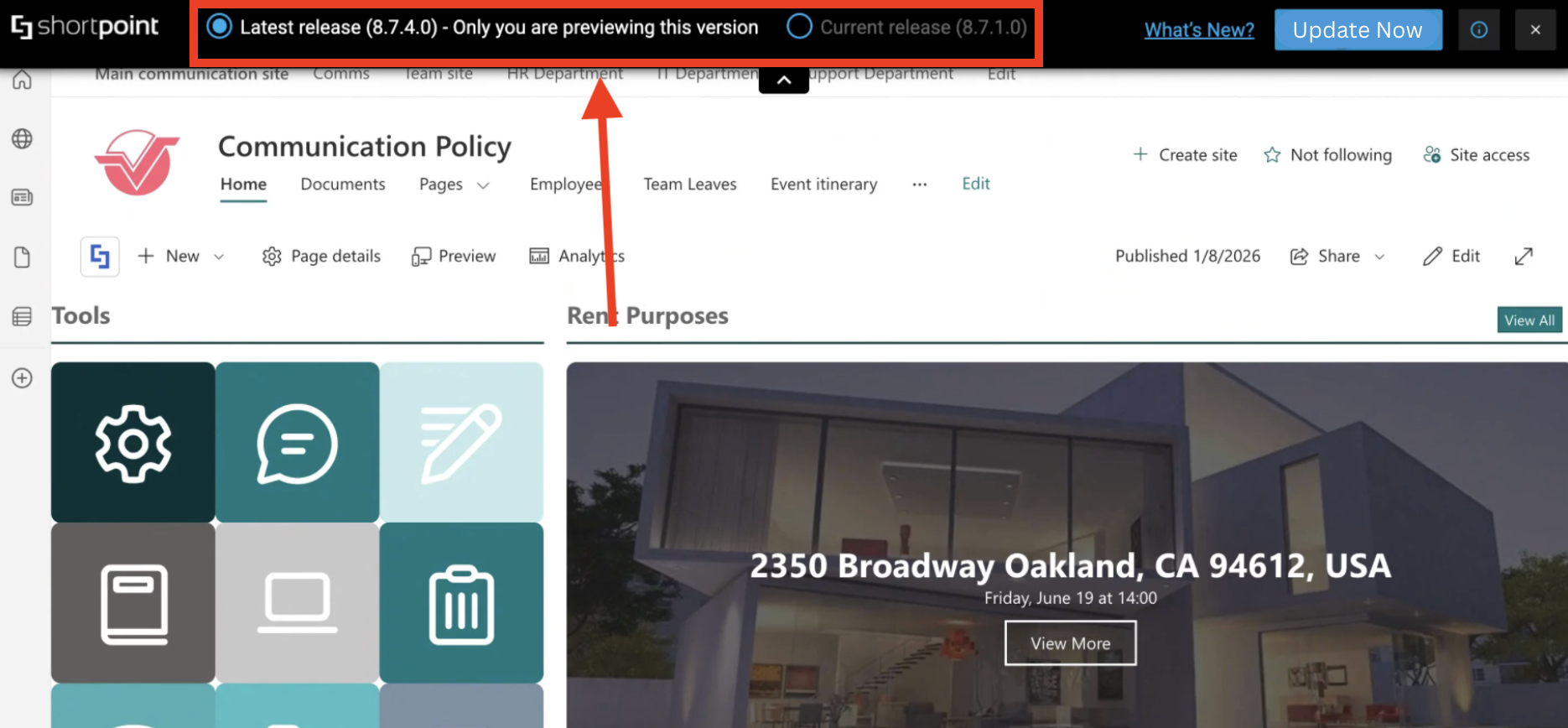 switch between versions