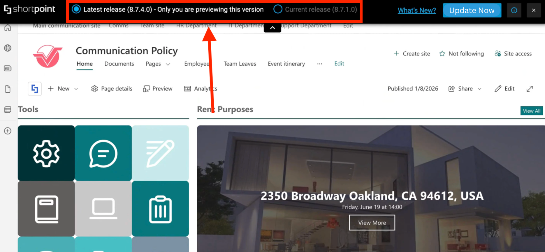 switch between versions