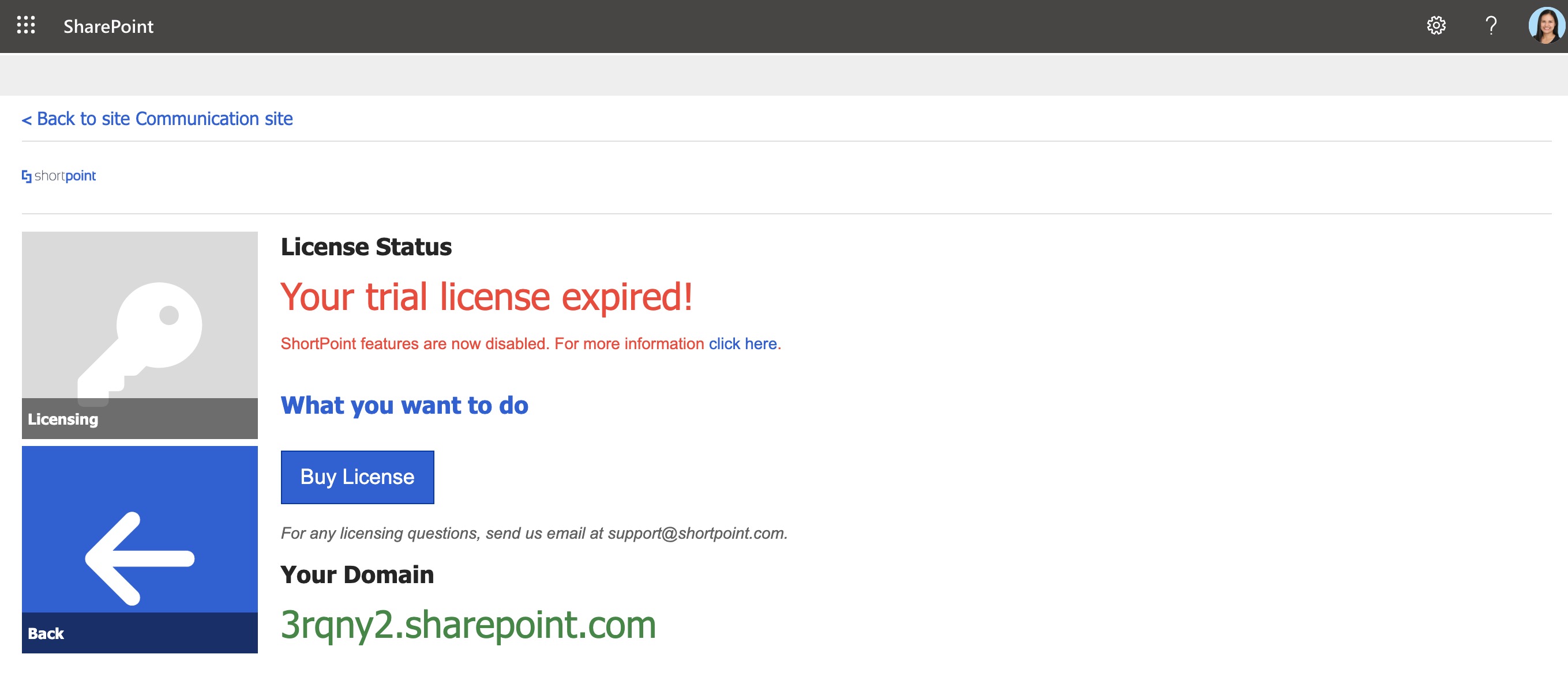 Example of a trial already expired