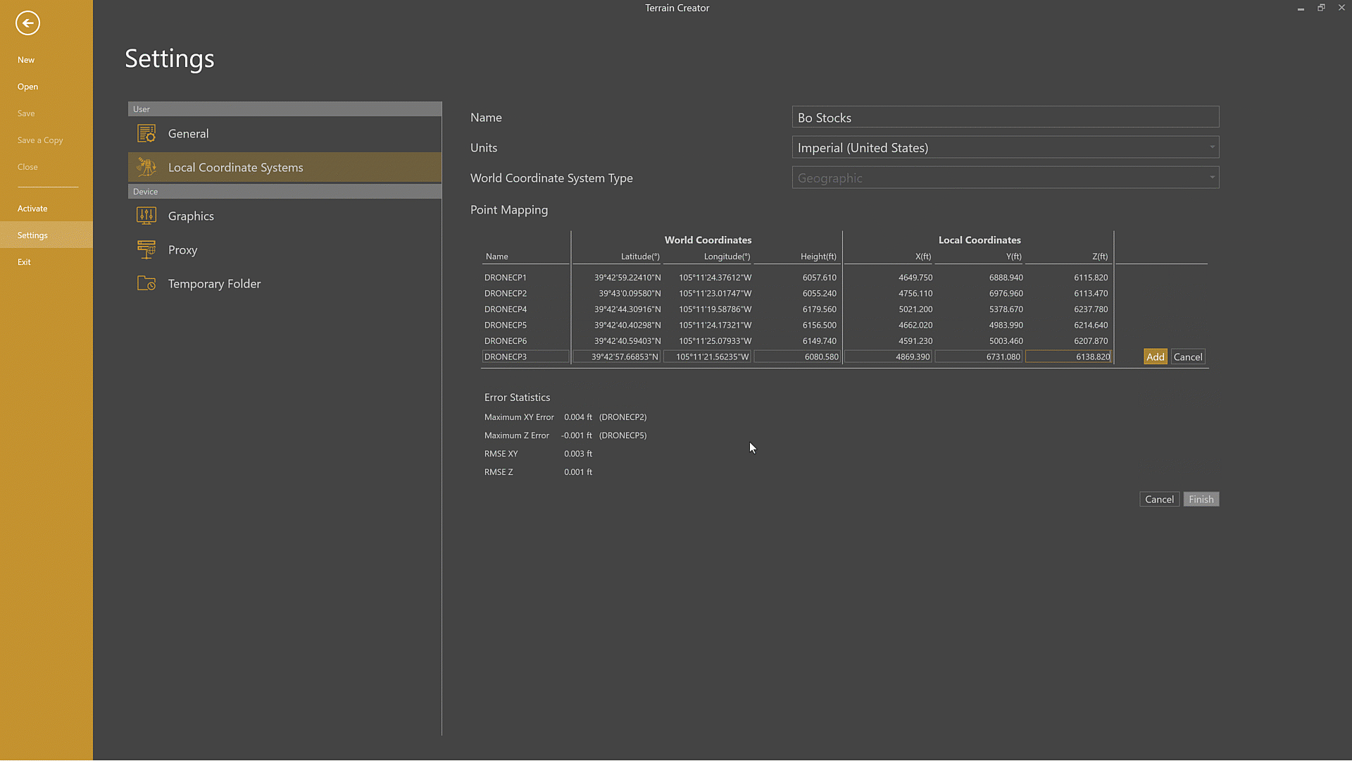Verify the Error Statistics.