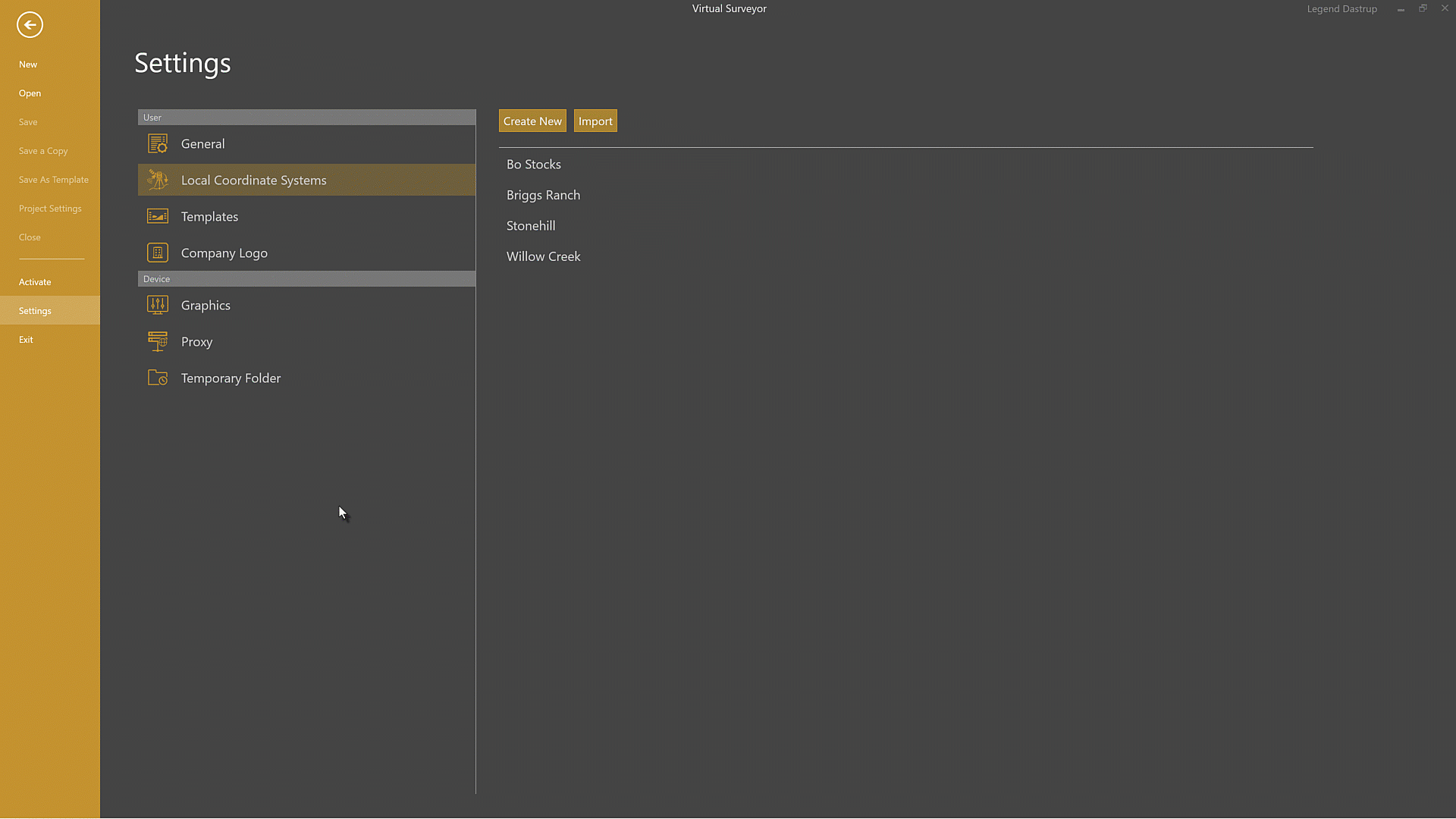 Setting up a new local coordinate system from a projected coordinate system.