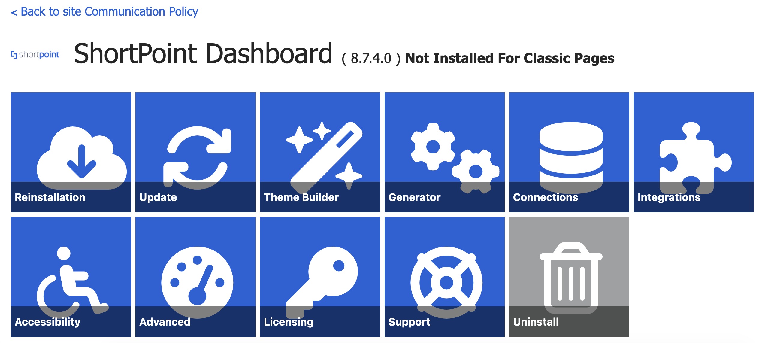 ShortPoint Dashboard