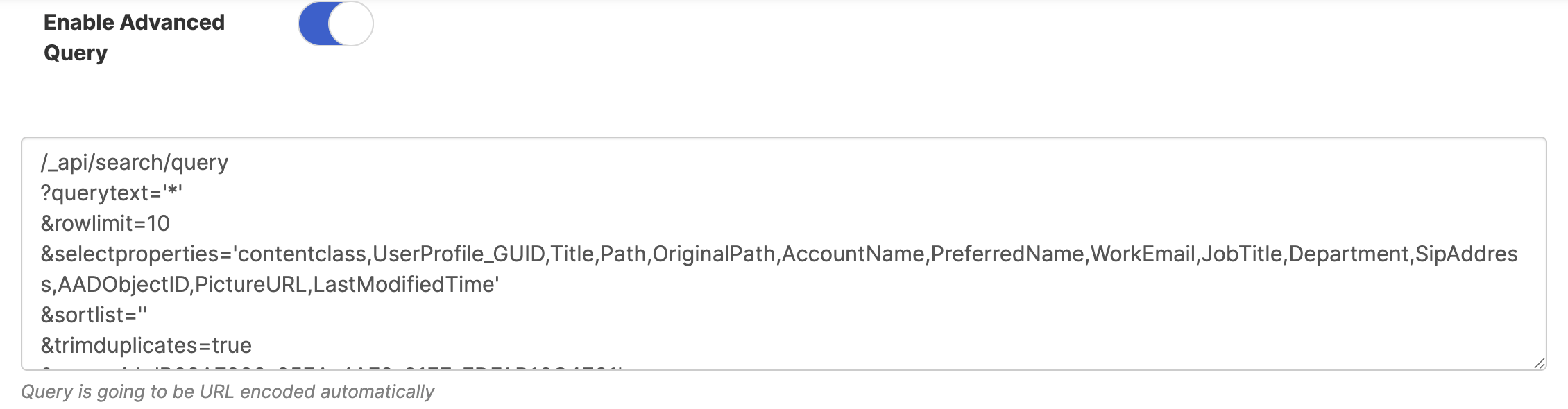 Enable Advanced Query