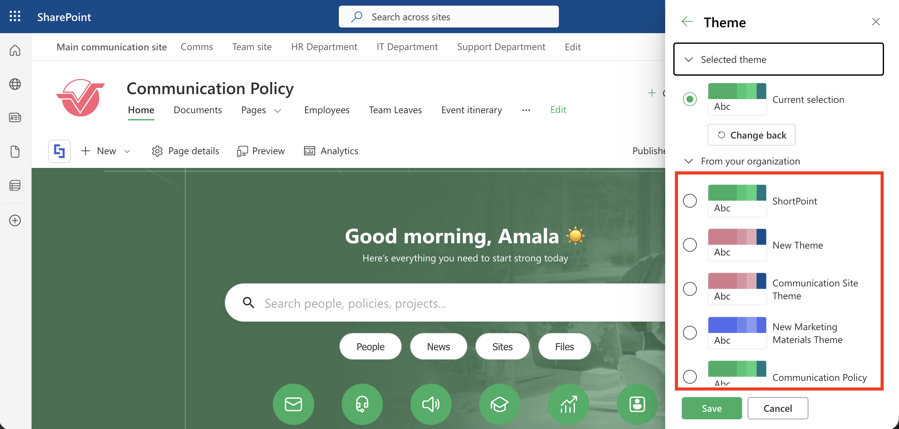 SharePoint change the look