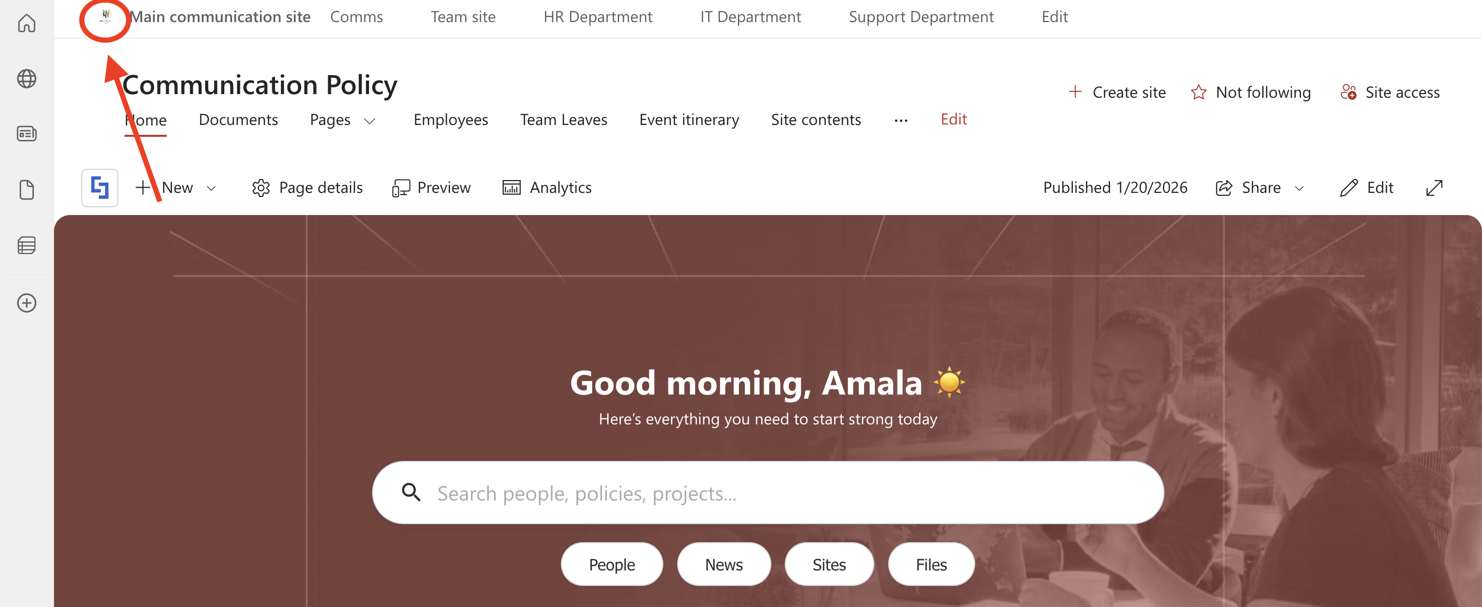 default hub navigation logo