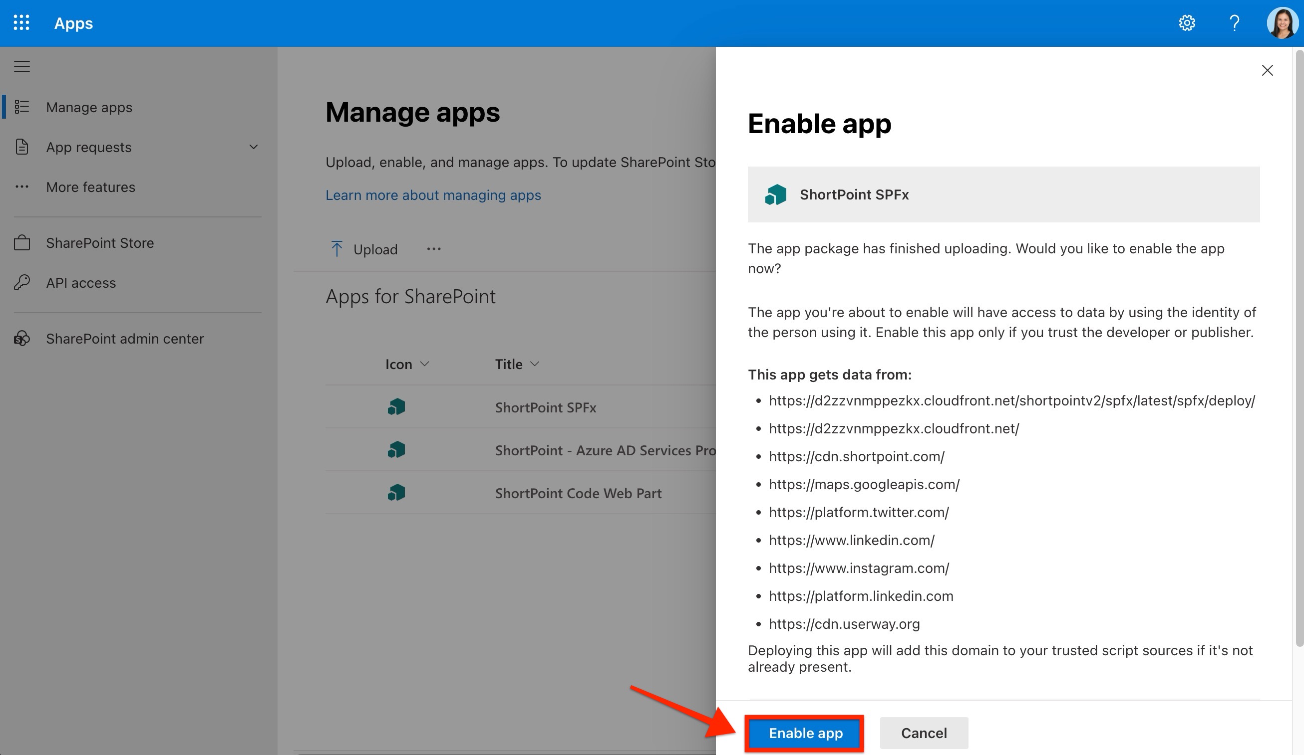 Check trusted sources and enable the app