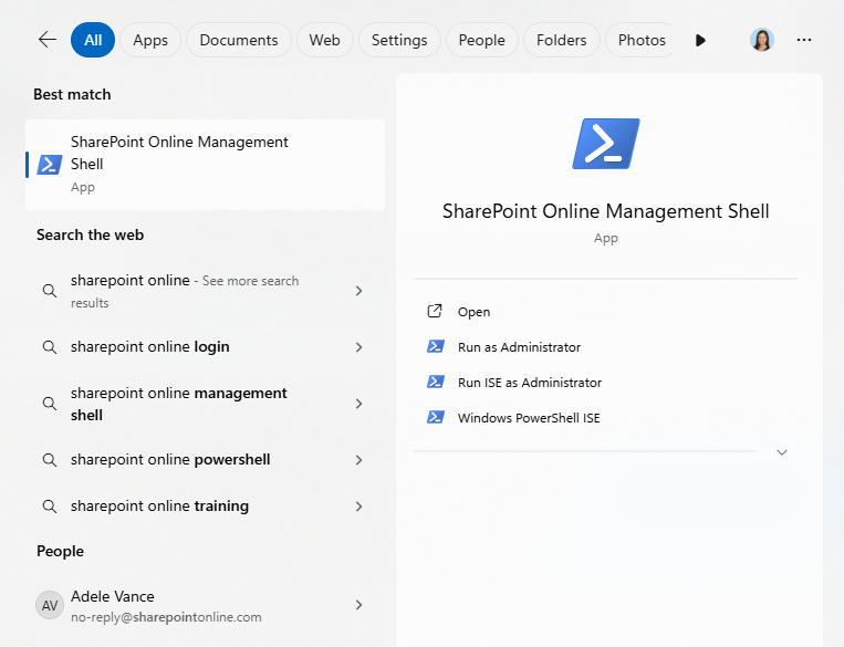 Open SharePoint Online Management Shell