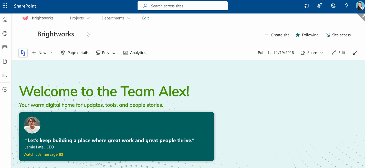 hub navigation example