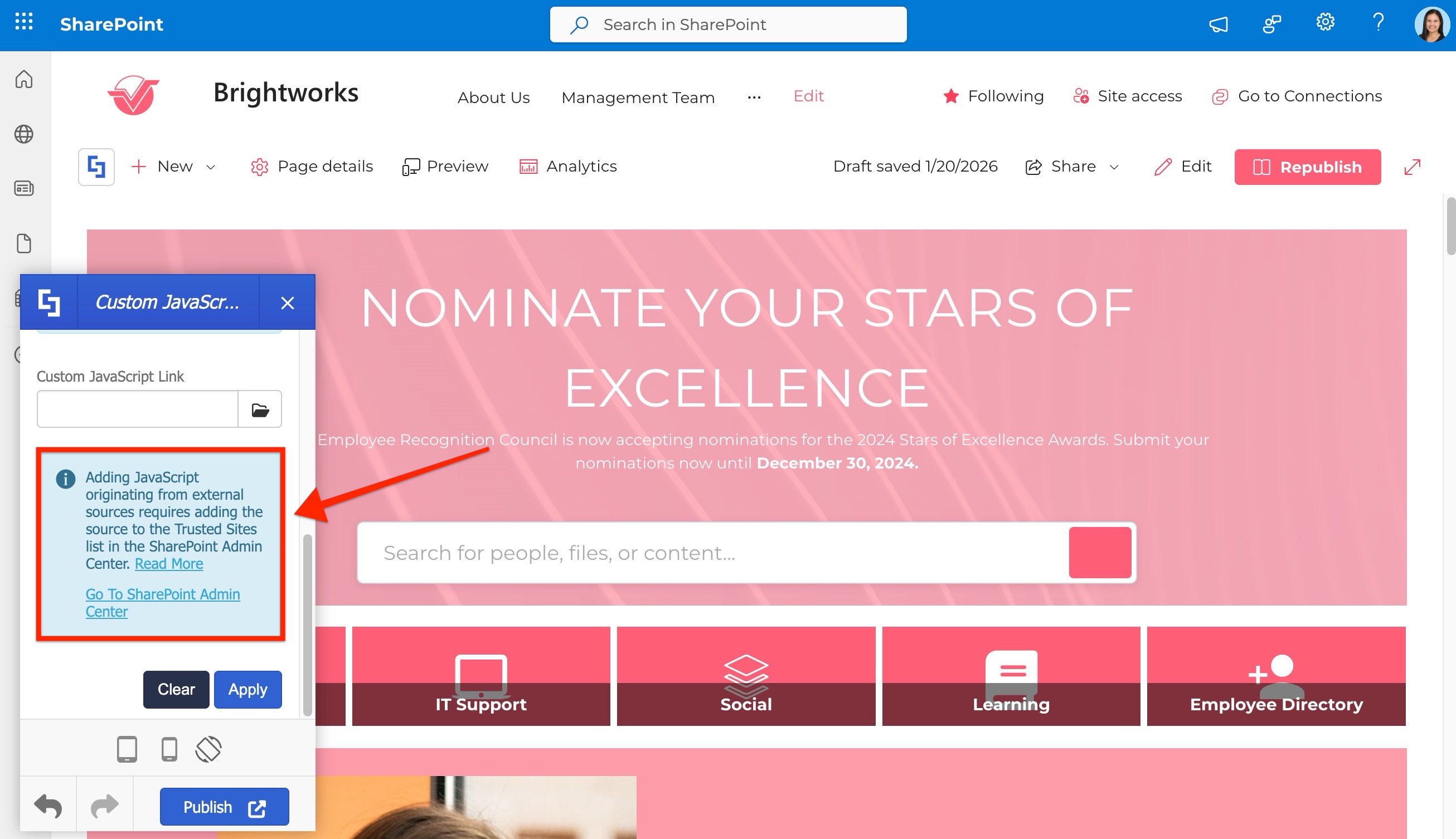 Theme Builder warning about loading external sources