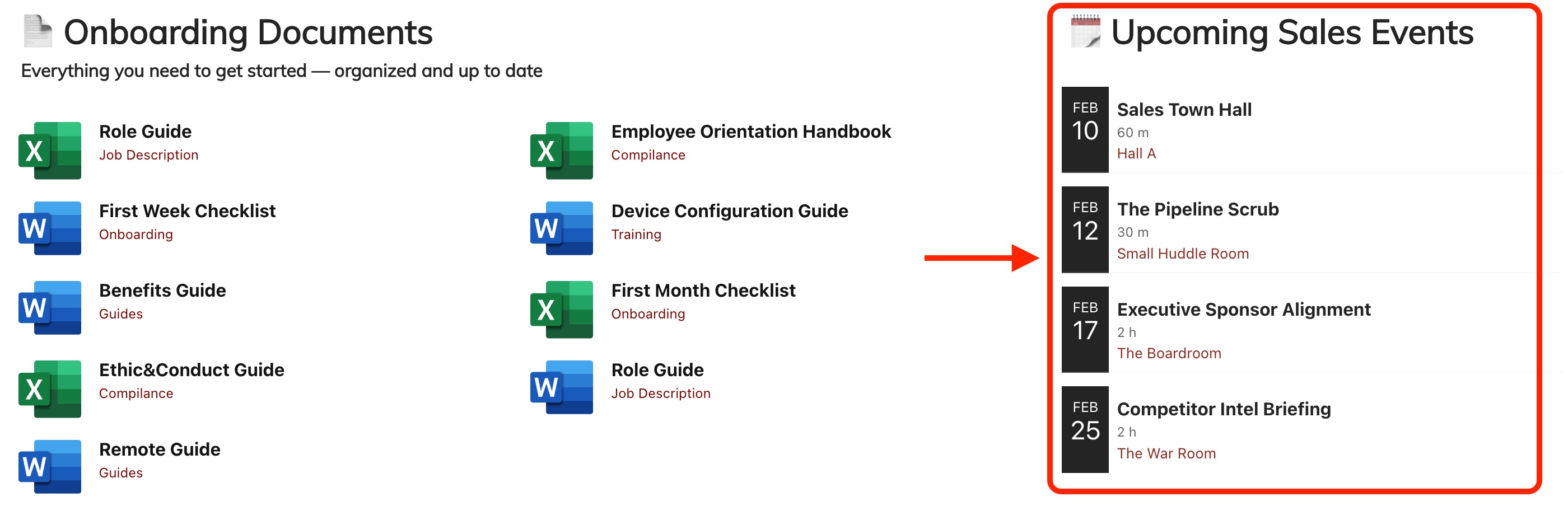 sample Shared Events connection