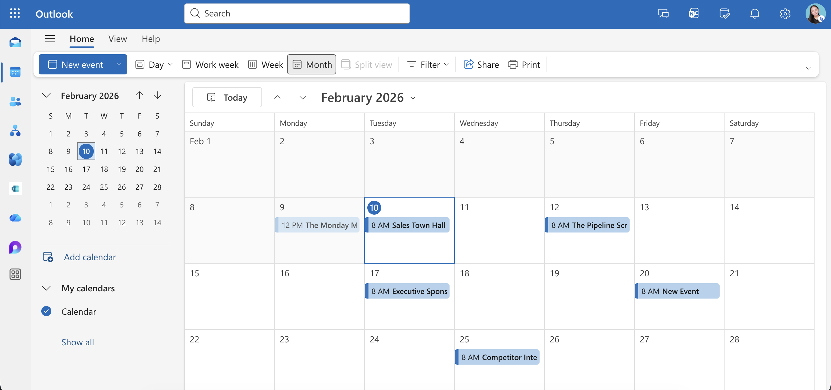 shared mailbox calendar