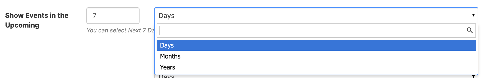 Show Events in the Upcoming