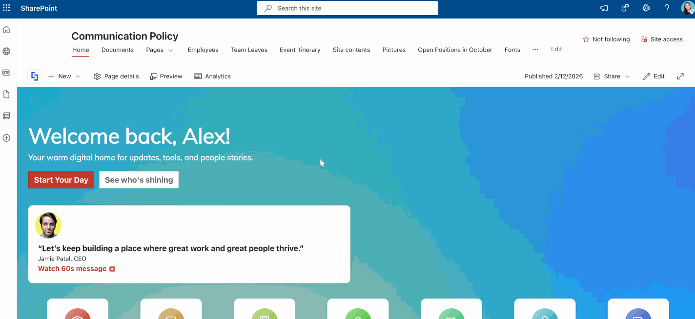 default mobile view option