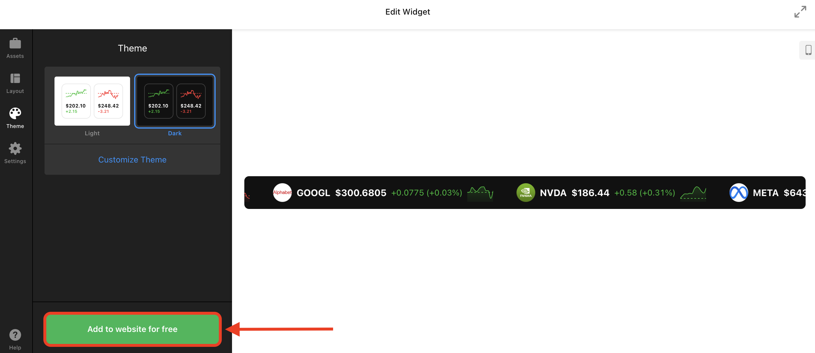 Add to website for free