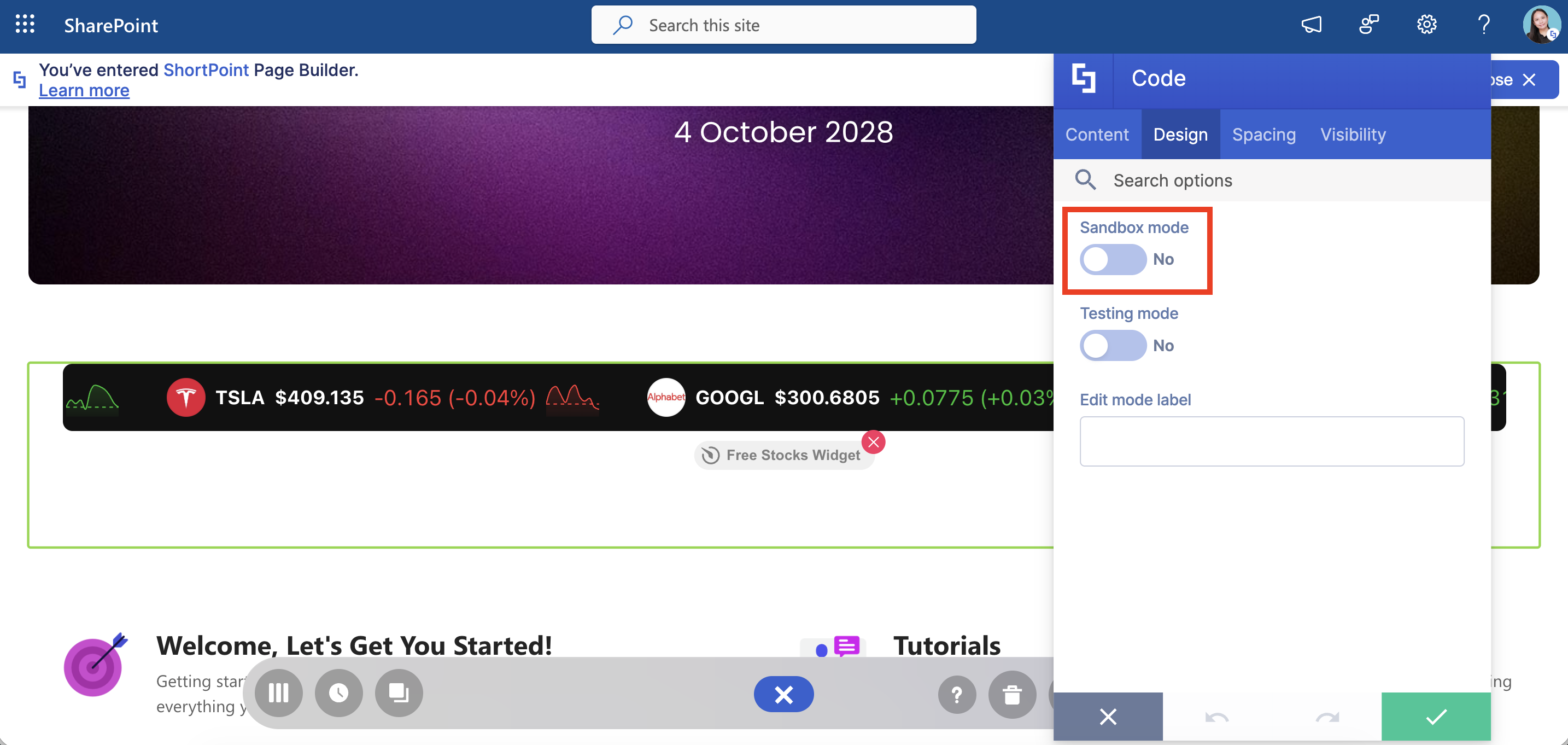 disable Sandbox Mode