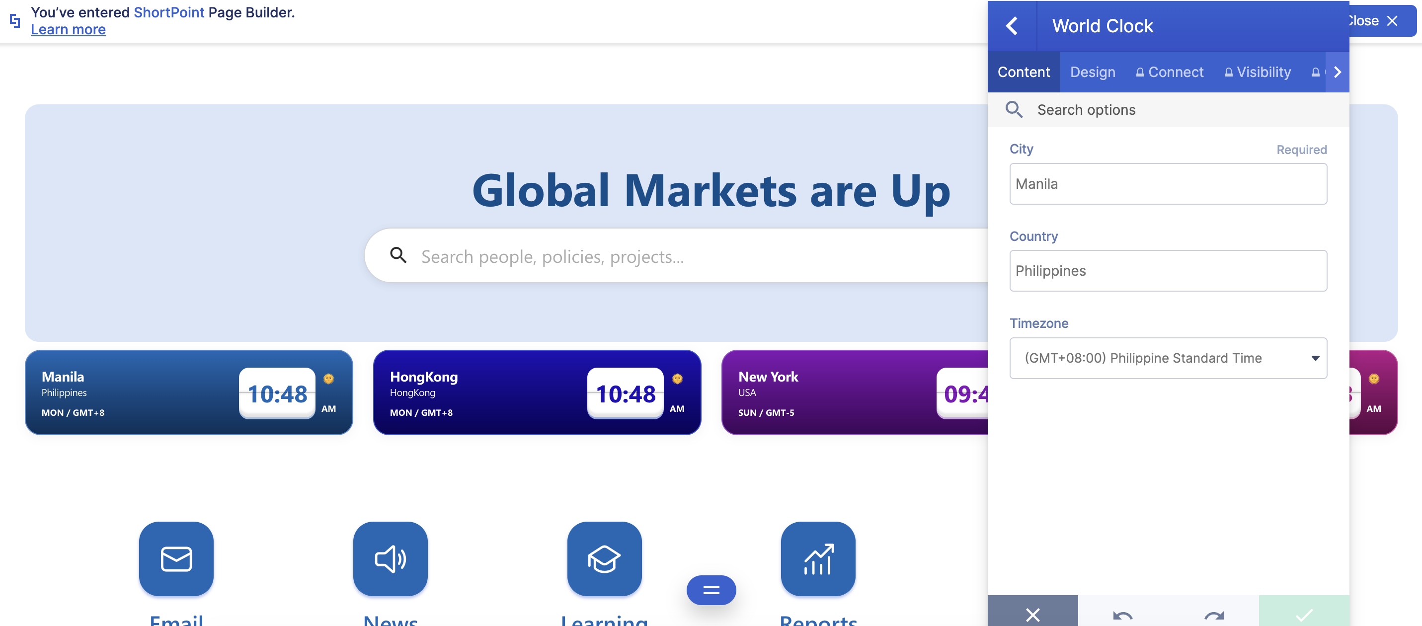 edit world clock content