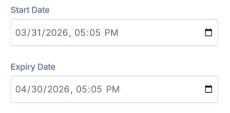 modify start and end dates