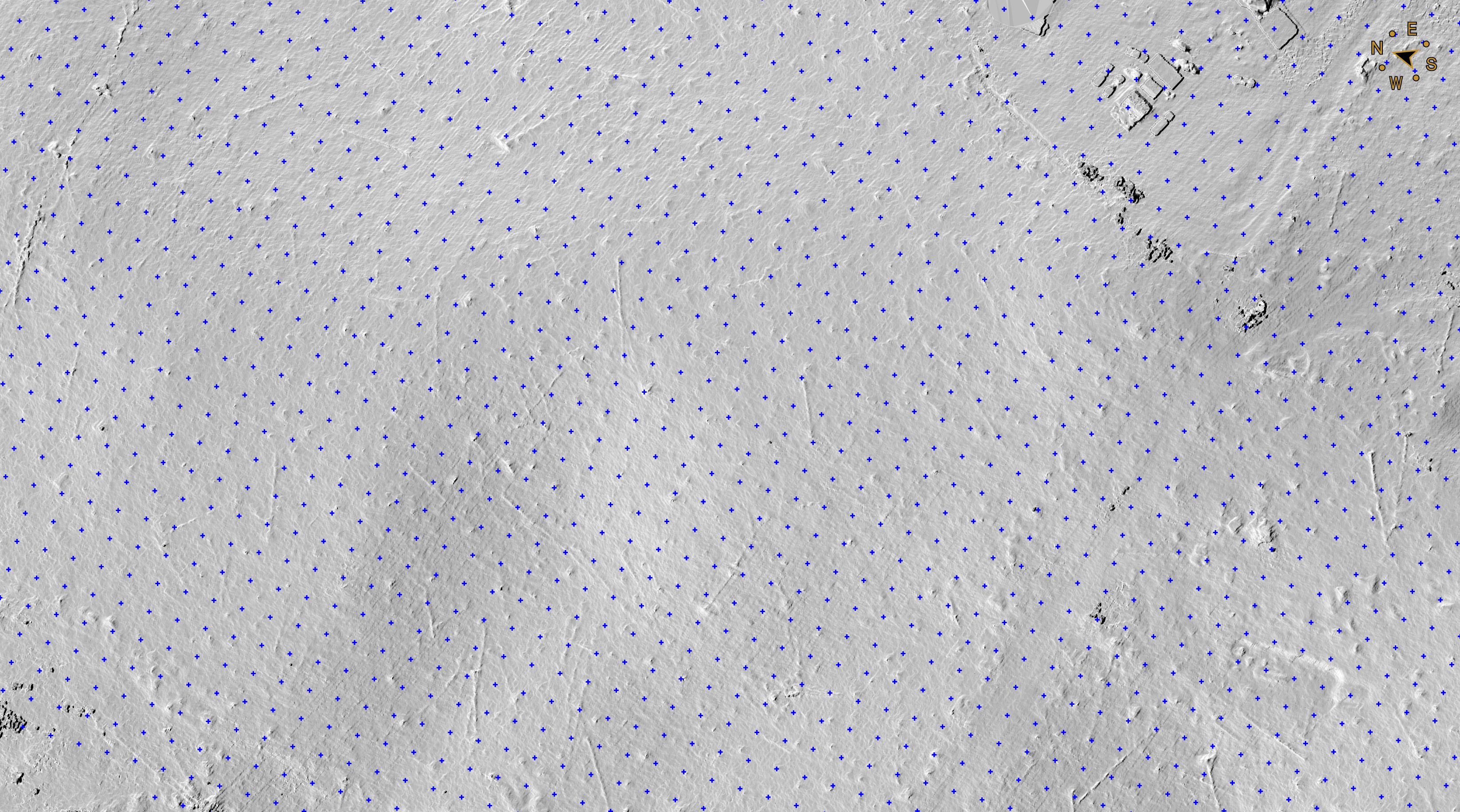 Point grid created at 5 m density. Points are shown in blue.