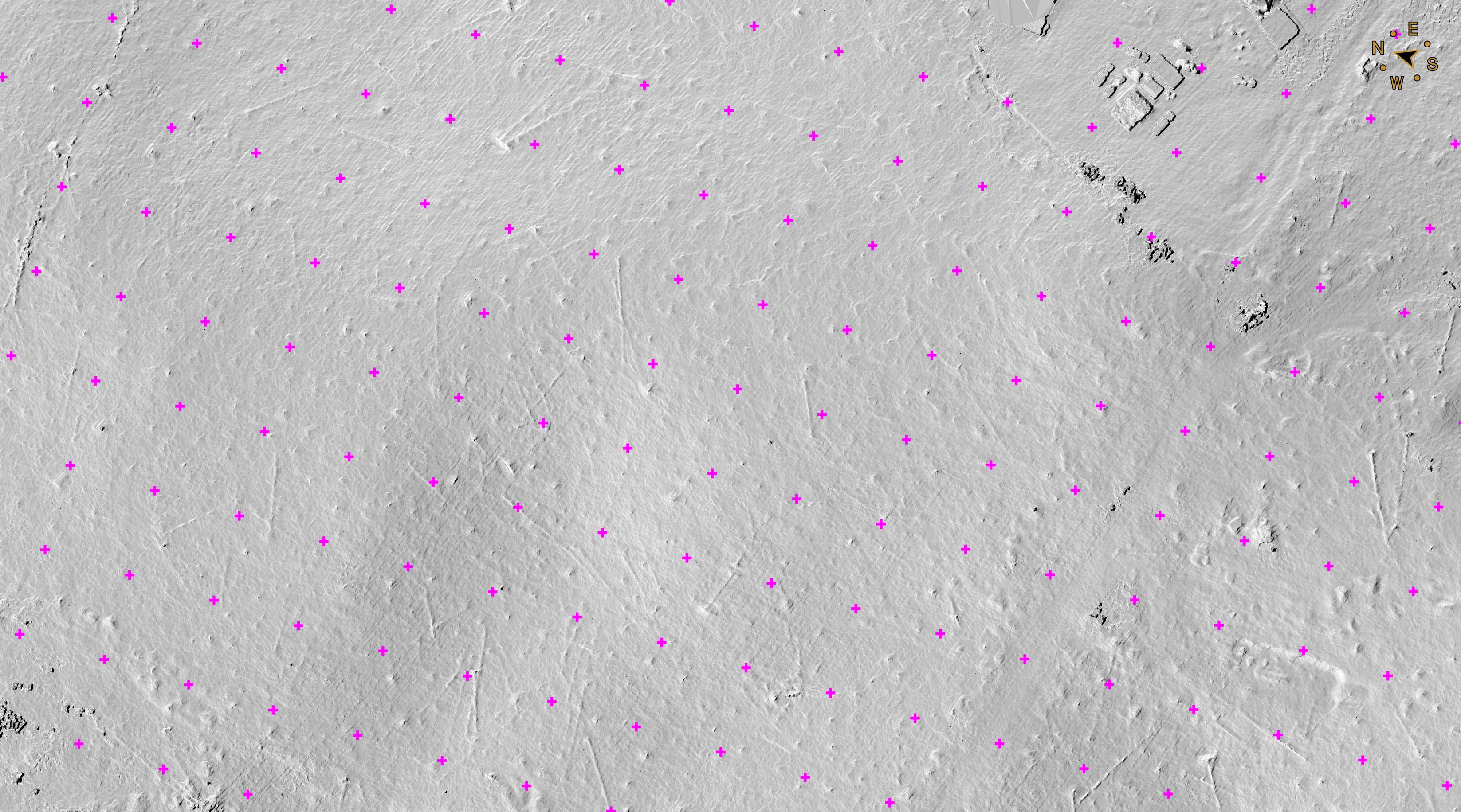 Point grid created at 15 m density. Points are shown in magenta.