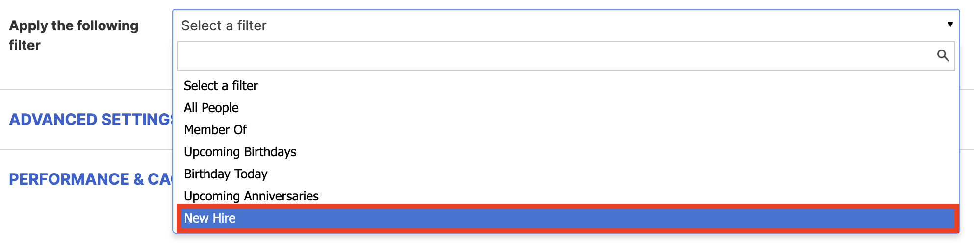 New Hire filter