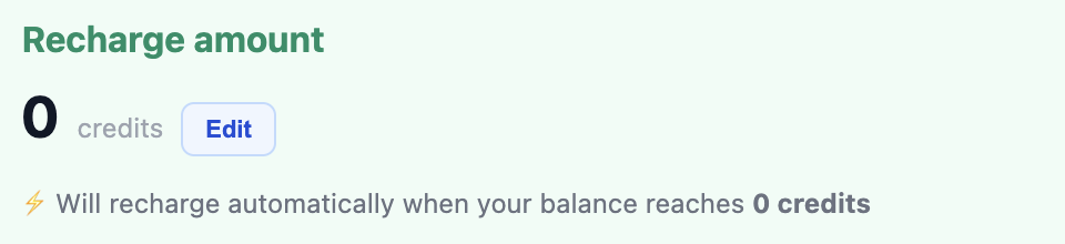 Recharge amount