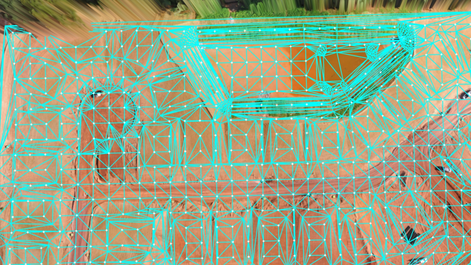 Rectangular point grid with surface generated from all survey geometries.
