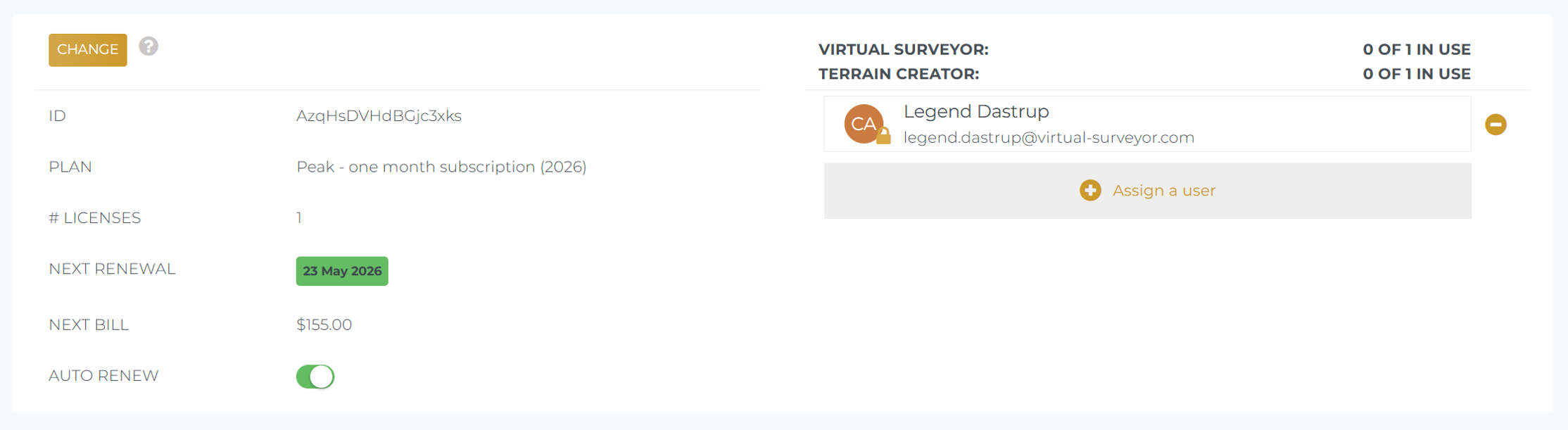 Auto Renew toggled to "ON".