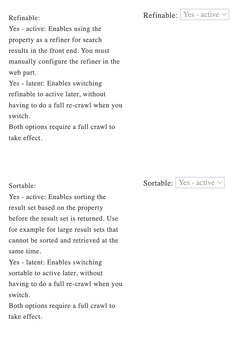 refinable sortable