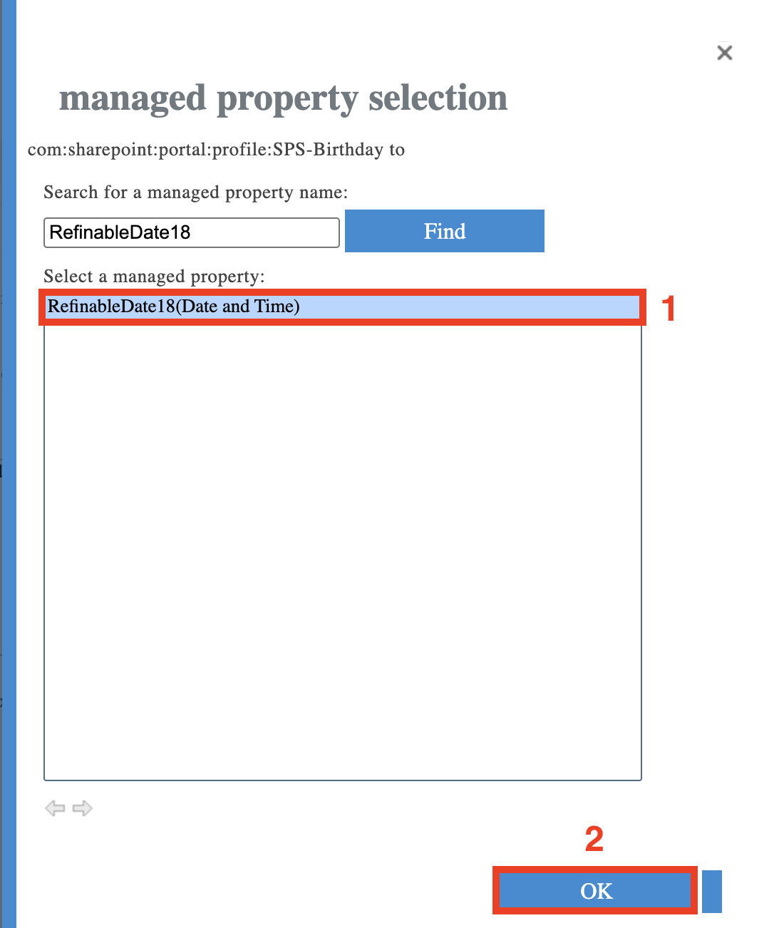 select a mapped property