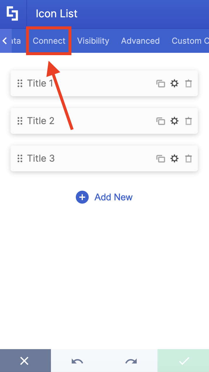 Connect tab