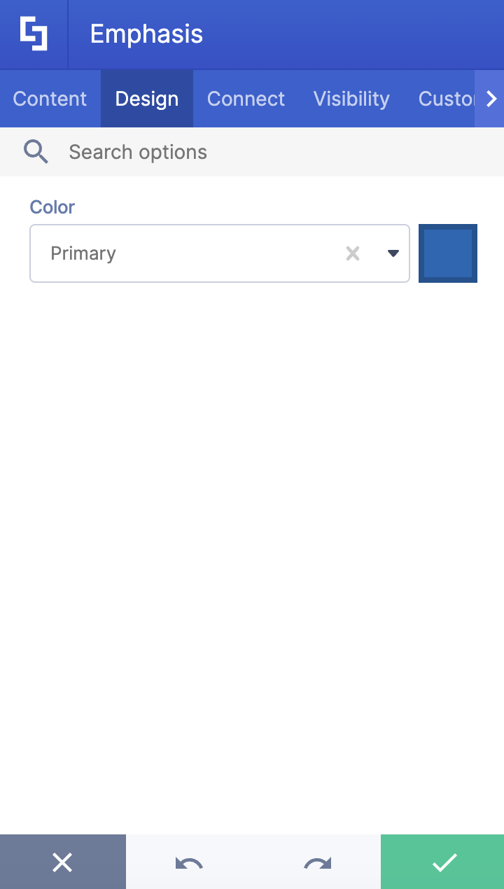 Emphasis Design Element design tab