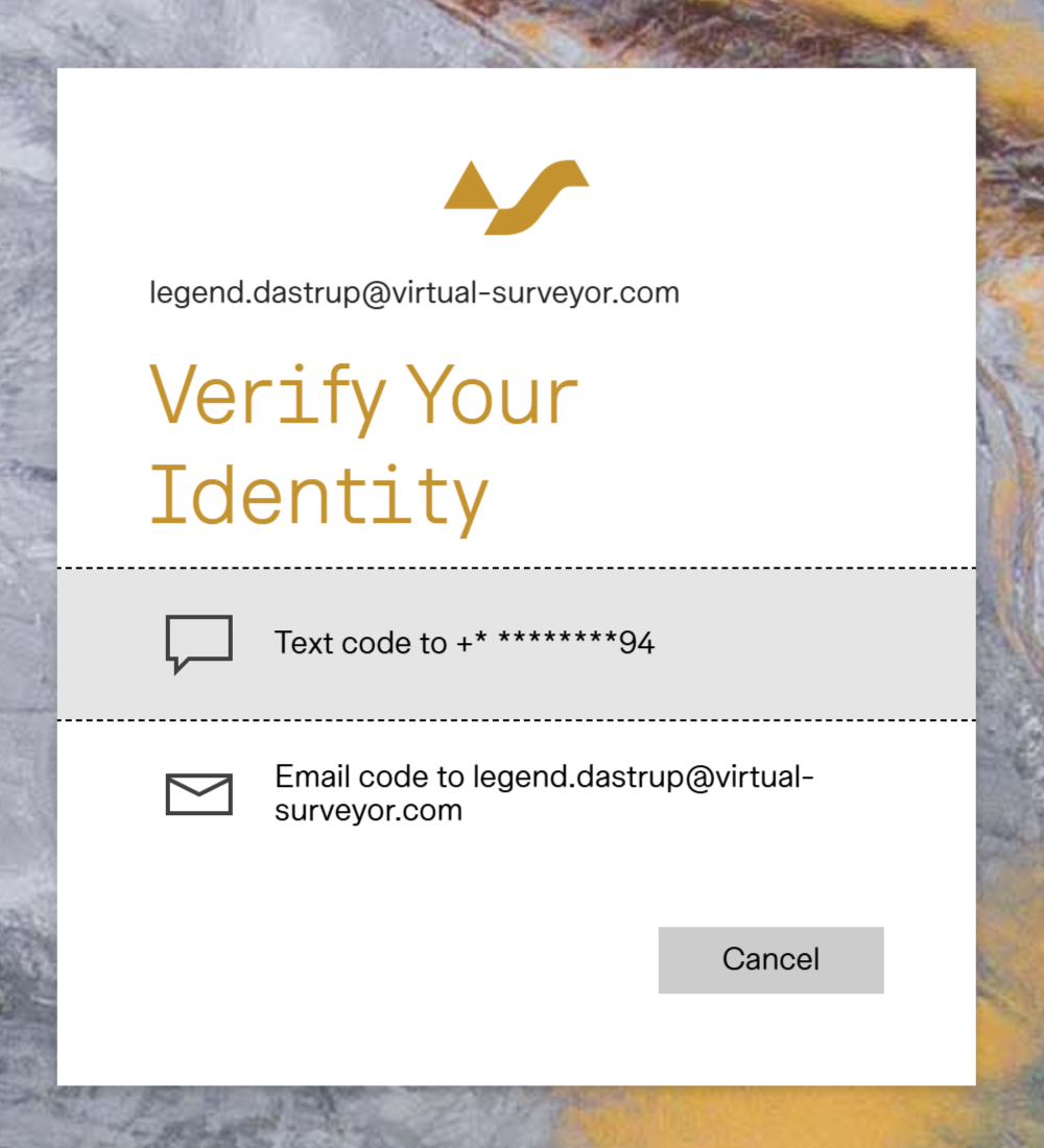 Verification options as either SMS or email.