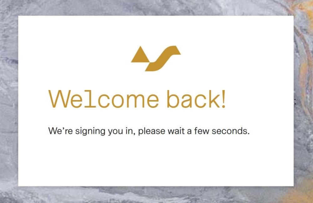 Welcome back sign in page after successfully verifying your identity.