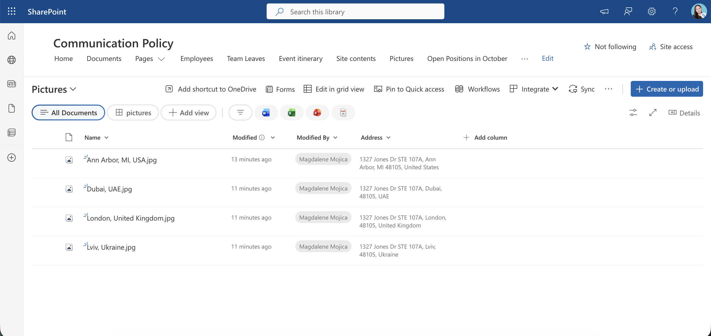 sample picture library